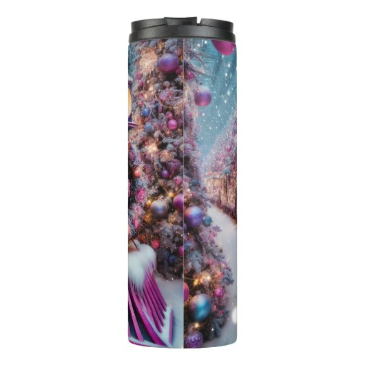 Magical Pink Purple Christmas Train Wonderland Thermosbeker (Achterkant)