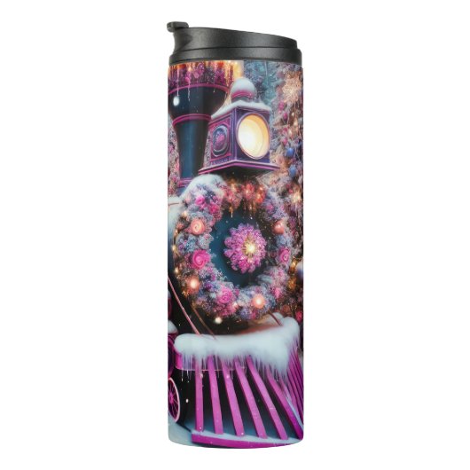Magical Pink Purple Christmas Train Wonderland Thermosbeker (Geroteerd rechts)