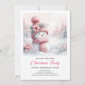 Magical Pink Snowman Editable Kids Christmas Party Kaart (Voorkant)