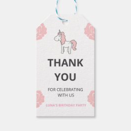 Magical Pink Unicorn Birthday Party Thank you Cadeaulabel