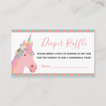 Magical Pink Unicorn Boho Diaper Raffle Ticket