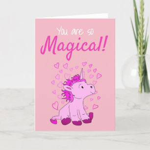 Magical Pink Unicorn Hearts Valentijn's day Kaart