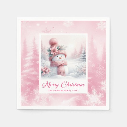 Magical Pinkmas Winter Forest Christmas Napkins  Servet (Voorkant)