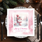 Magical Pinkmas Winter Forest Christmas Napkins  Servet