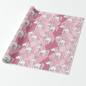 Magical Plaid Pink Unicorn Christmas  Cadeaupapier (Uitgerold)