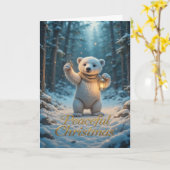 Magical Polar Bear with Lantern Cozy Winter Kaart (Gele Bloem)