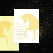 Magical Prancing Yellow Unicorn Baby shower Kaart