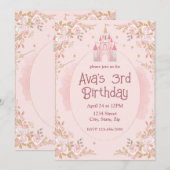 Magical Princess Birthday Invitation | Watercolor Kaart (Voorkant / Achterkant)