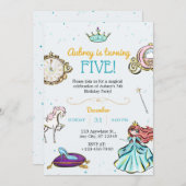 Magical Princess Fairytale verjaardagsuitnodiging Kaart (Voorkant / Achterkant)