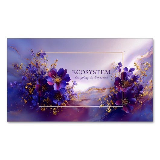 Magical Purple Floral Gold Sparkle Abstract Magnetisch Visitekaartje (Voorkant)