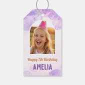 Magical Purple Photo Birthday Party  Cadeaulabel (Achterkant)