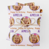 Magical Purple Photo Birthday Party  Inpakpapier Vel (In situ)