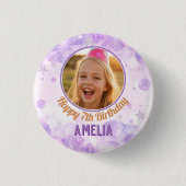 Magical Purple Photo Happy Birthday Party  Ronde Button 3,2 Cm (Voorkant)