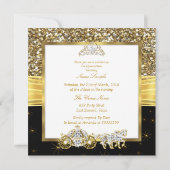 Magical Quinceanera Gold Black Horse Carriage Kaart (Achterkant)