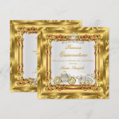 Magical Quinceanera Gold Diamond Horriage Kaart (Voorkant / Achterkant)