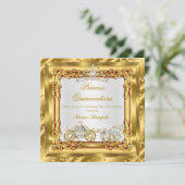 Magical Quinceanera Gold Diamond Horriage Kaart (Staand voorkant)