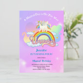 Magical Rainbow and Unicorn Birthday pink purple Kaart (Staand voorkant)