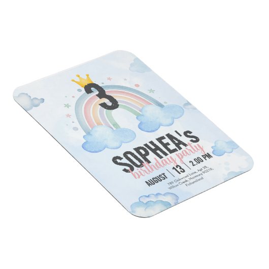 Magical Rainbow Birthday Invitation Magneet (Rechterzijde)