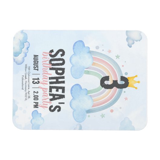 Magical Rainbow Birthday Invitation Magneet (Horizontaal)