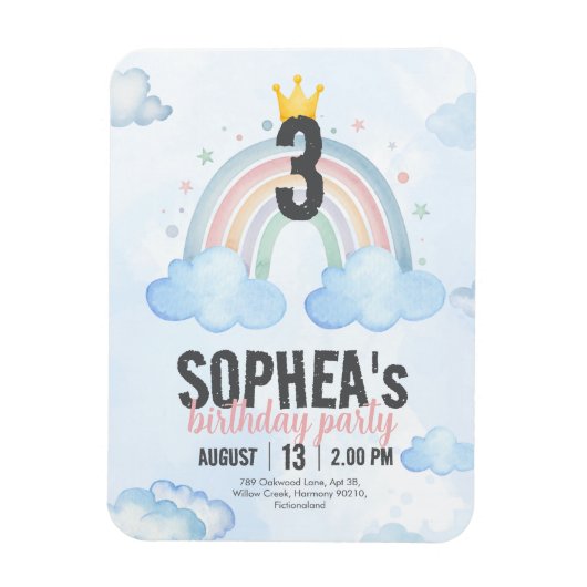 Magical Rainbow Birthday Invitation Magneet (Verticaal)