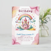 Magical Rainbow Castle 10th Birthday Invitation Kaart (Staand voorkant)