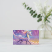 Magical Rainbow Glitter White Unicorn Sparkles Visitekaartje (Staand voorkant)