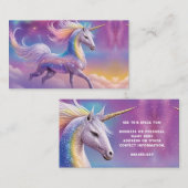 Magical Rainbow Glitter White Unicorn Sparkles Visitekaartje (Voorkant / Achterkant)