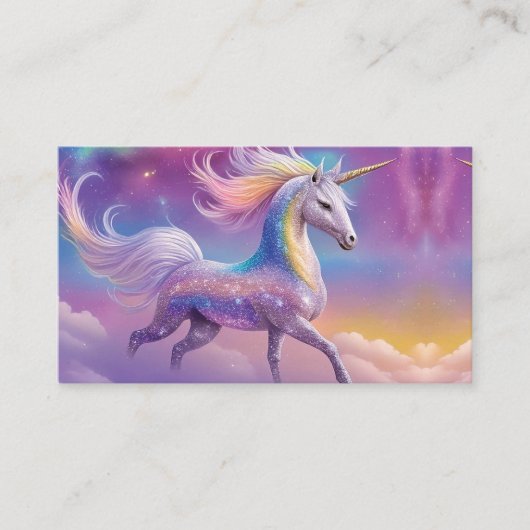 Magical Rainbow Glitter White Unicorn Sparkles Visitekaartje (Voorkant)