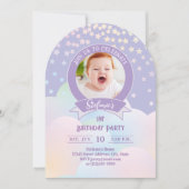 Magical Rainbow Little Stars Kinder foto Verjaarda Kaart (Voorkant)