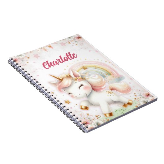 Magical Rainbow Pink Unicorns Spiral Notebook wate Notitieboek (Rechterzijde)
