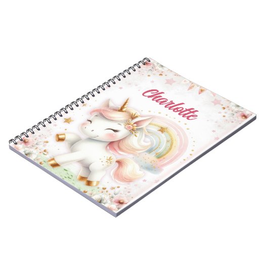 Magical Rainbow Pink Unicorns Spiral Notebook wate Notitieboek (Linkerzijde)