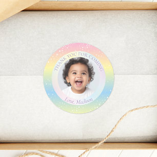 Magical Rainbow Stars Foto Bedankt voor je komst Ronde Sticker