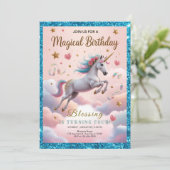 Magical Rainbow Unicorn 4th Birthday Kaart (Staand voorkant)