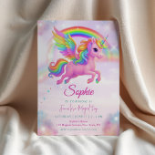 Magical Rainbow Unicorn Birthday Invitation Kaart