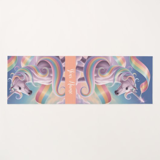Magical Rainbow Unicorn name Personalized Yogamat (Voorkant (horizontaal))