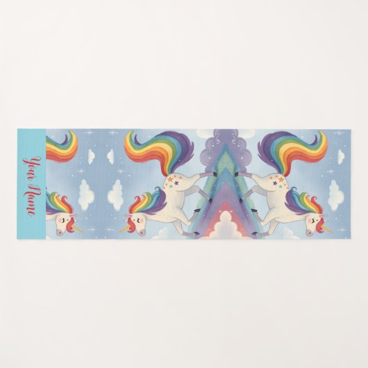 Magical Rainbow Unicorn name Personalized Yogamat (Voorkant (horizontaal))