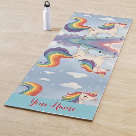 Magical Rainbow Unicorn name Personalized Yogamat (In situ)