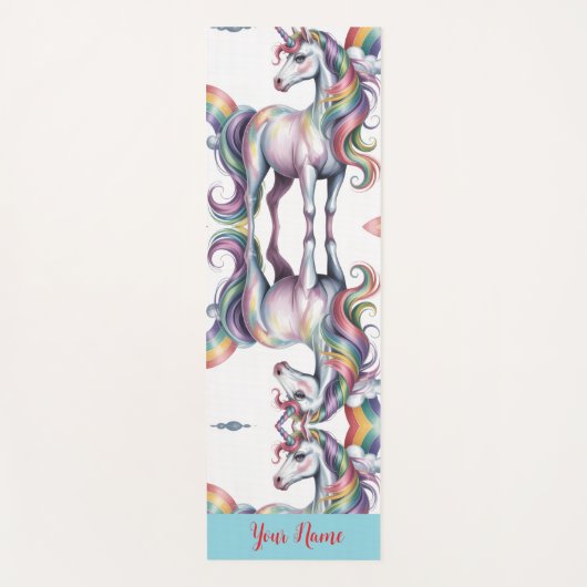 Magical Rainbow Unicorn name Personalized Yogamat (Voorkant)