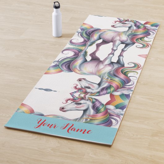 Magical Rainbow Unicorn name Personalized Yogamat (In situ)
