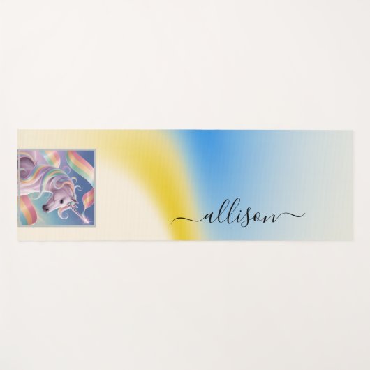 Magical Rainbow Unicorn name Personalized  Yogamat (Voorkant (horizontaal))