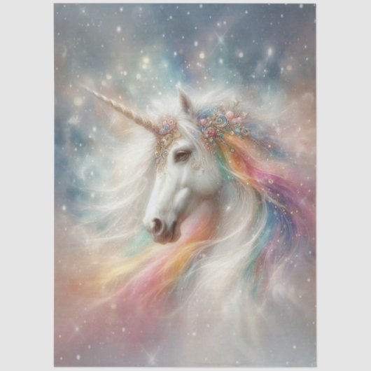 Magical Rainbow Unicorn Portrait Decoupage Tissuepapier (Voorkant)