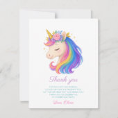Magical Rainbow Unicorn Thank You Card Bedankkaart (Voorkant)