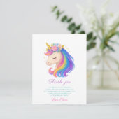 Magical Rainbow Unicorn Thank You Card Bedankkaart (Staand voorkant)