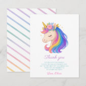 Magical Rainbow Unicorn Thank You Card Bedankkaart (Voorkant / Achterkant)