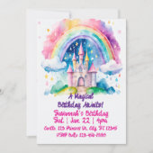 Magical Rainbow Watercolor Fantasy Castle Birthday Kaart (Voorkant)