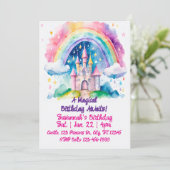 Magical Rainbow Watercolor Fantasy Castle Birthday Kaart (Staand voorkant)