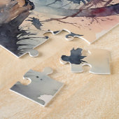 Magical Raven Sunset Fantasy Fall Forest Legpuzzel (Zijkant)