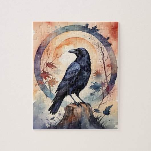 Magical Raven Sunset Fantasy Fall Forest Legpuzzel (Verticaal)