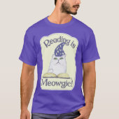  Magical Reading Cat Cartoon Art Design T-shirt (Voorkant)