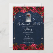 Magical Red Rose White Gold Silver Blue Weddenscha Kaart (Voorkant)